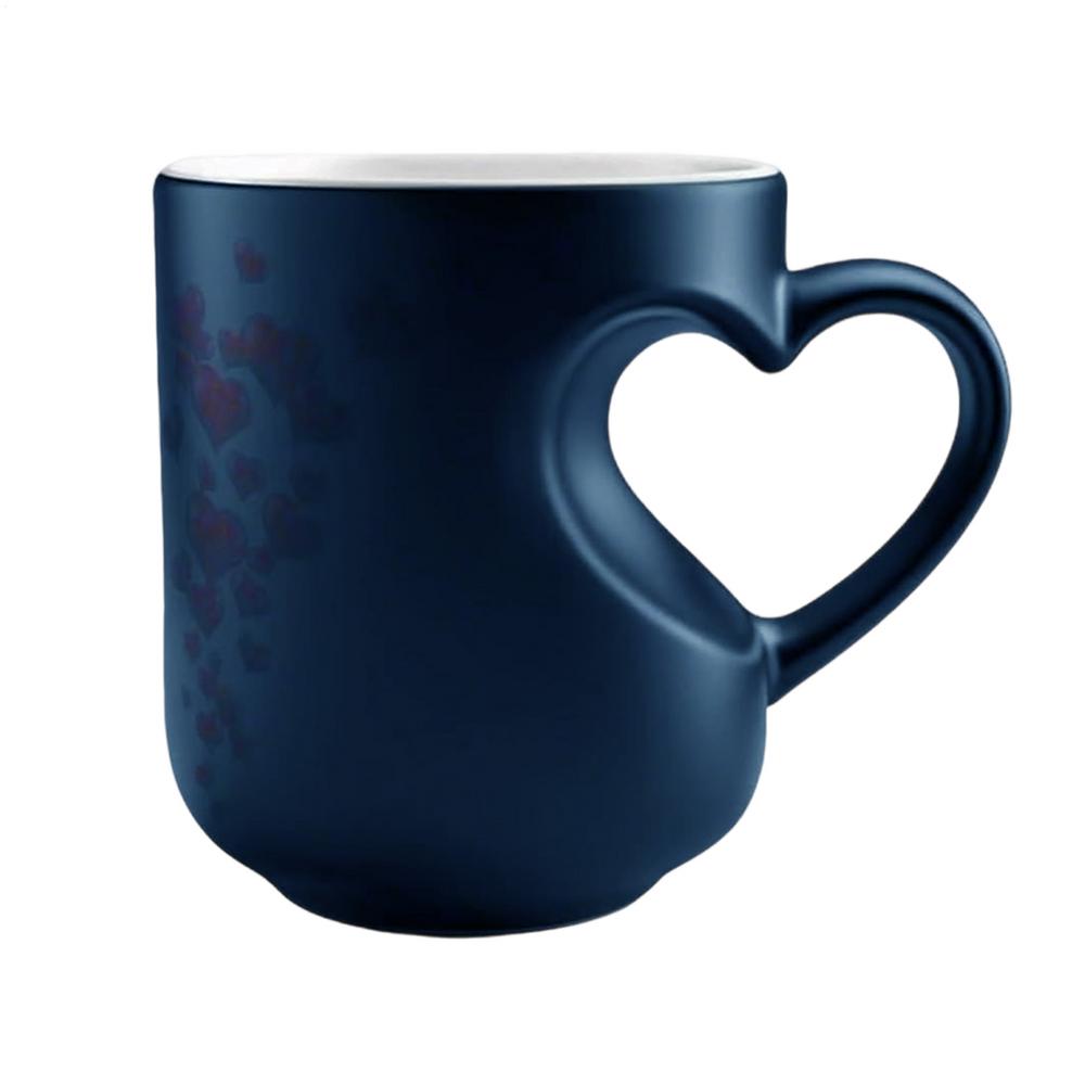 Tazza che cambia colore 325ml Forma di cuore Tazza d'acqua Ceramica Novità Tazze da caffè con manico, Regali romantici creativi per coppie