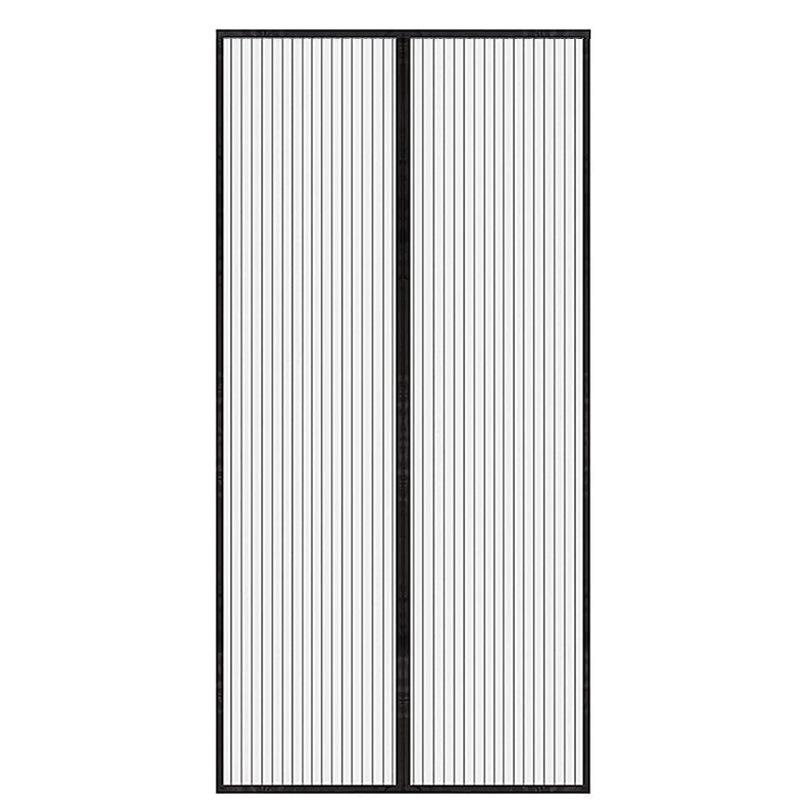 Black Cross-Stripe Magnetic Gauze Door Curtain: Summer Insect-Repellent, No-Drill, Self-Adhesive Encrypted Embroidery Curtain