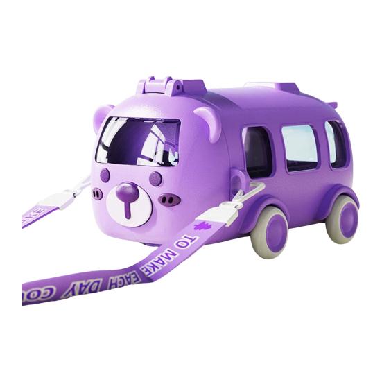 Excavator Water Bottle for Kids 500ml Leak-Proof Cartoon Cup with Wheels Adjustable Strap