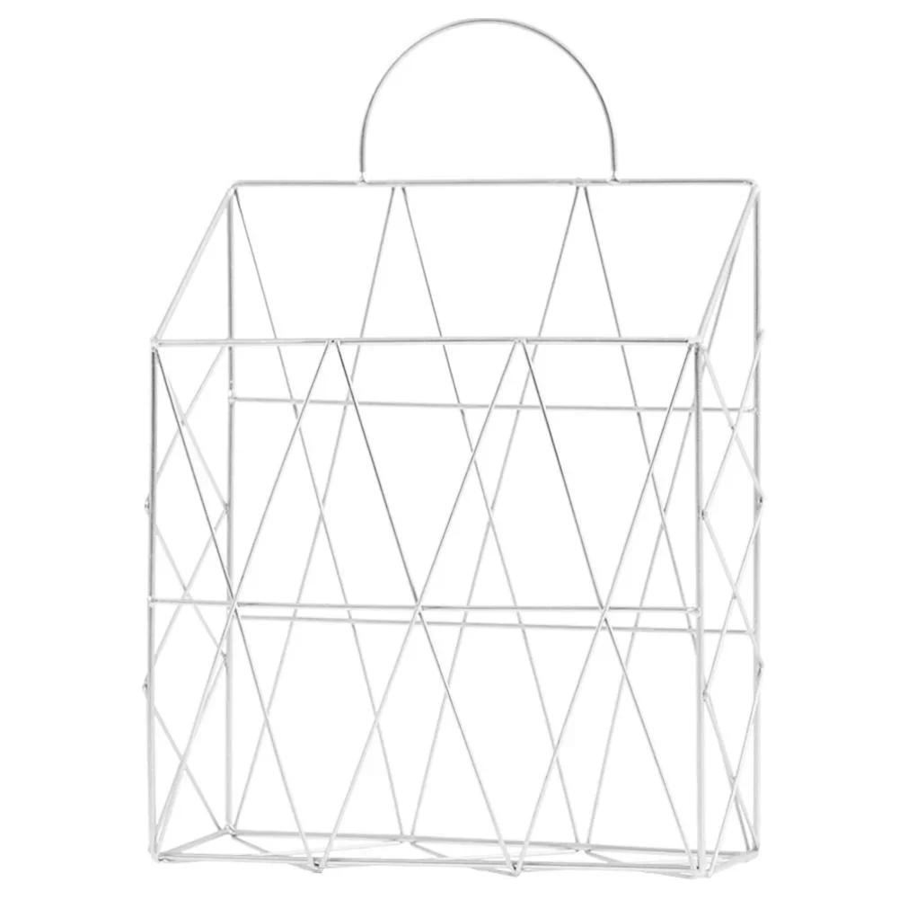 1 Pcs Wall-mounted Decorative Rack Storage Bag Wrought Iron Gift Basket Simple Newspaper Sundries Storage Basket белый 4300₽