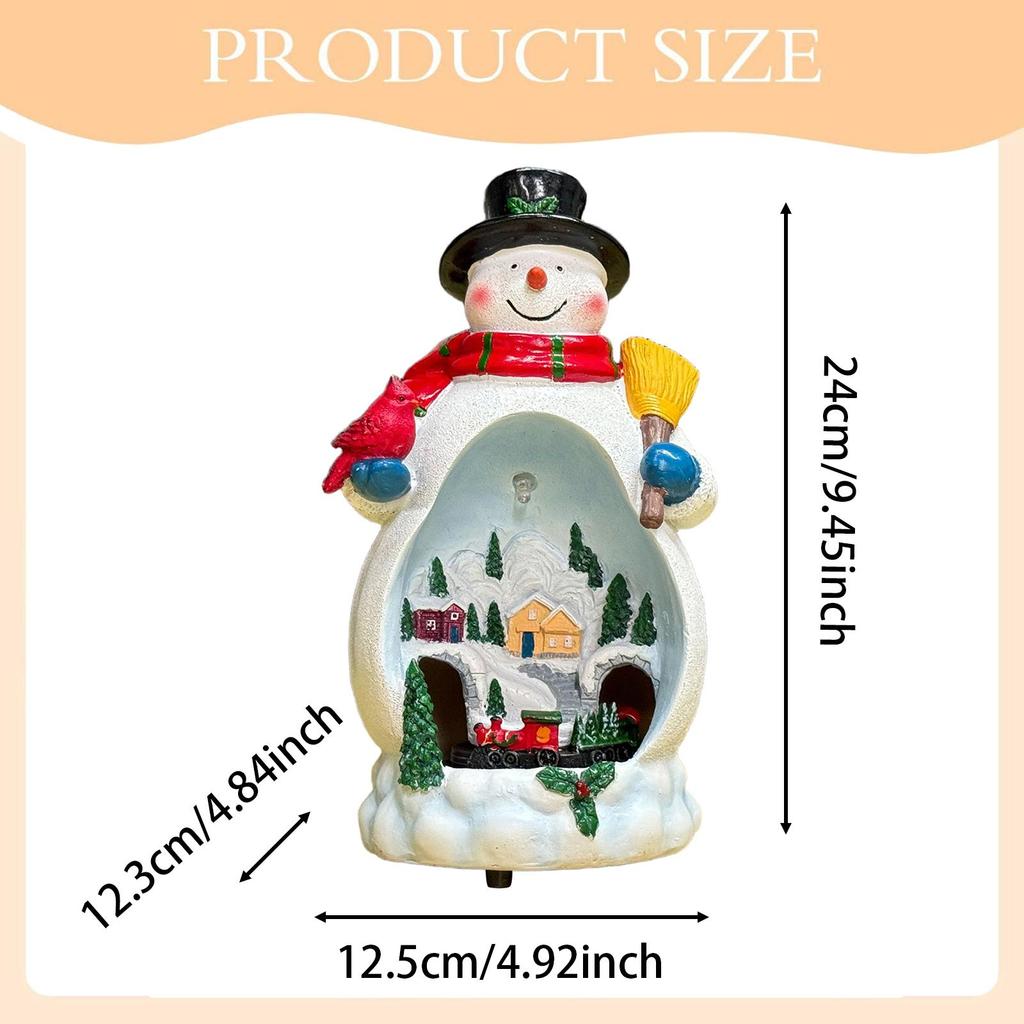 Christmas Figurine Resin Sculpture Festival Centerpiece Rotating Train Musical Decorative for Bookshelve Office Indoor Corner