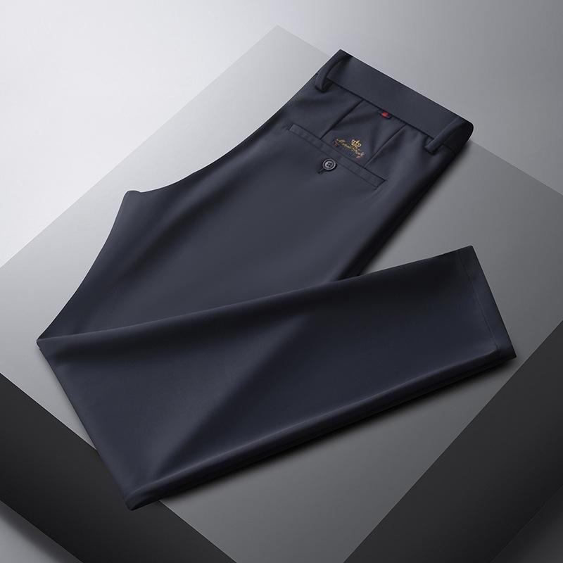 Spring and Autumn Light Business Men's Casual Pants Embroidered Small Straight Stretch Slim Pants
