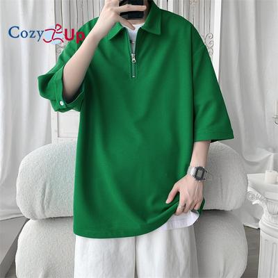 Cozy Up Men's Zipper Polo Shirt Casual Short Sleeve Polo T Shirt Classic Fit Shirts