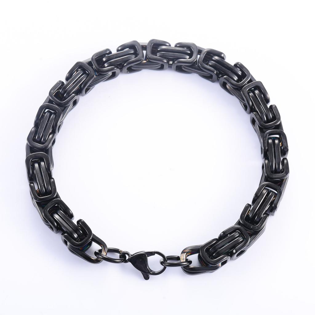 8.5mm Vintage Stainless Steel Byzantine Bracelet Chunky Hand Chain for Men Punk Rock Boy Anklet Hiphop Wristband Metal Jewelry