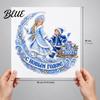 Blue Ice Snow Theme Decal Russian New Year Window Sticker PVC Electrostatic Cling with Girl Holiday Atmosphere Ornaments Sleigh Pattern Glass