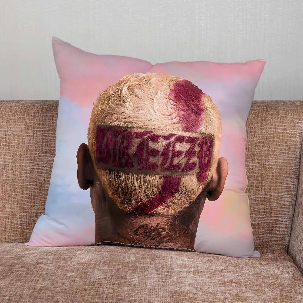 Rapper C-Chris Brown Pillow Case For Home Bedroom Car Office Decoration Living Room Sofa Cushion Cover Suitable