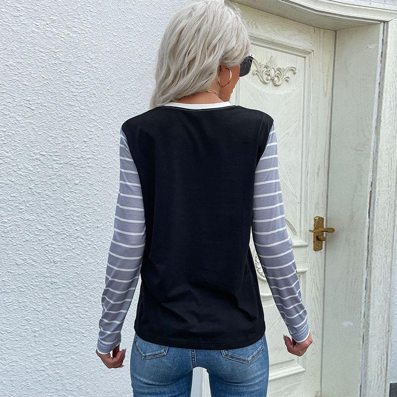 Fashionable and Casual Temperament Early Fall Women's Long-sleeved Leopard Print Bottoming Shirt Female