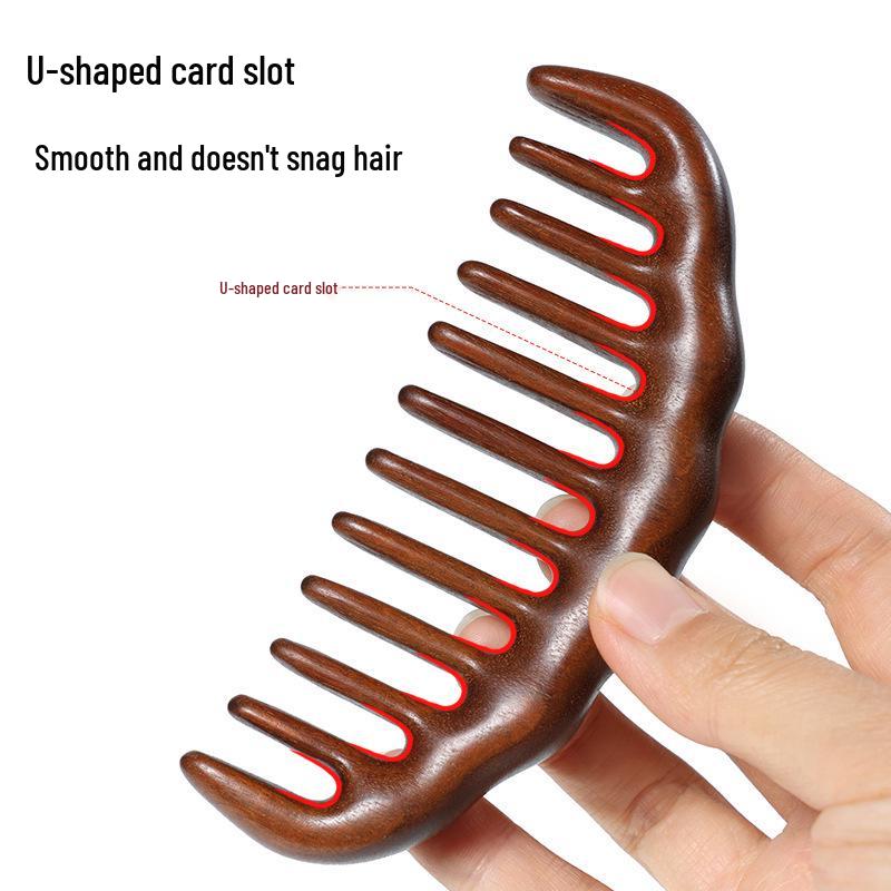 Unpainted Golden Sandalwood Multi-Tooth Scalp Massage Comb - Portable and Fine-Tooth Meridian Smoothing Comb