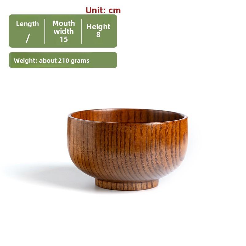 Retro Japanese-style Solid Wood Tableware Rice Bowl Household Large Soup Bowl Baby Wooden Bowl Sour Jujube Wood Adult Bowl