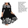 Summer O-neck 45720 Sleeve Midi Dress Butterflies Flower Printing Waist Tight Loose