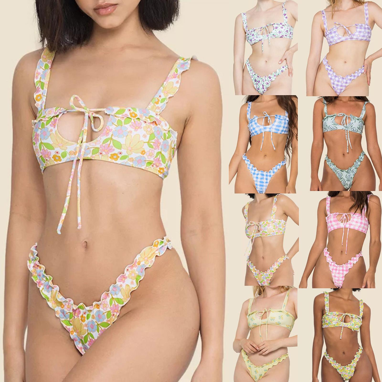 

Женский сексуальный жилет с цветочным принтом, купальник, комплект из 2 предметов, купальный костюм, комплект бикини, разделенный купальник