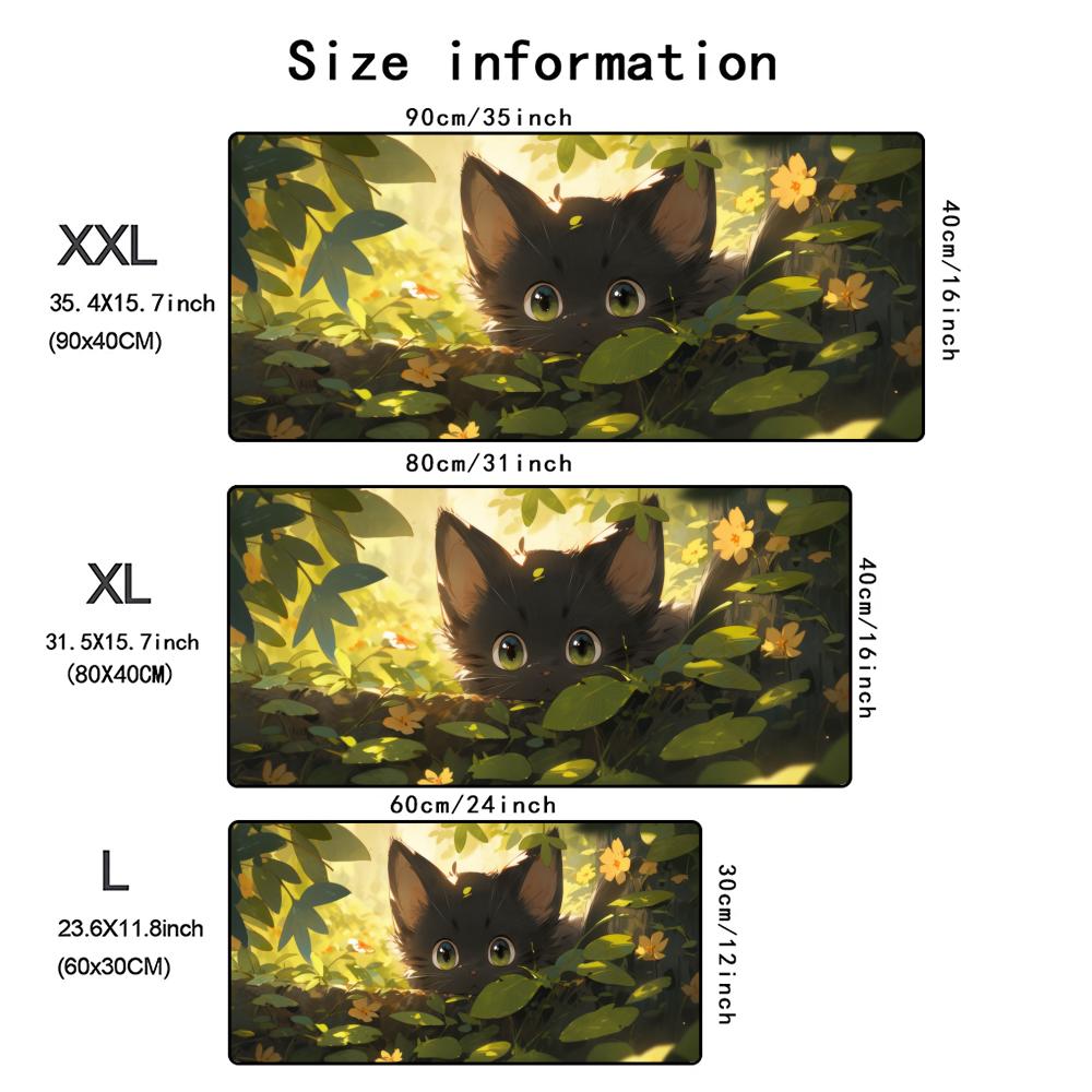 XXL Mousepad Gamer Green Leaf Cat Computer Mouse Pad Pc Cabinet Gaming Accessories Desk Mat Large Keyboard Laptop Table Mats