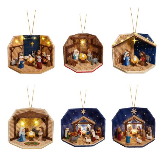 DIY Nativity Scene Ornament Kit with LED Lights Beginner Friendly Christmas Decoration Easy to Hang Holiday Ornament for Tree And Home