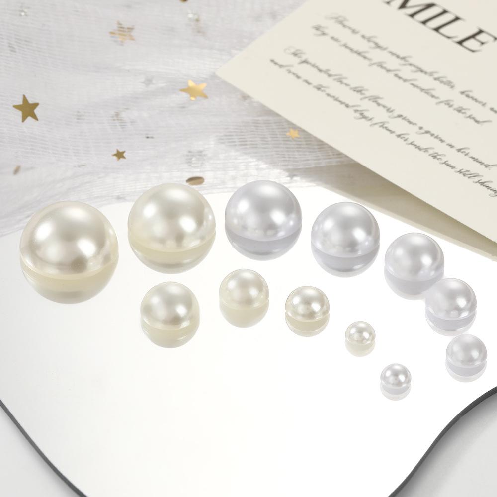 Semi-Circular White Pearl Flat Back Stickers for DIY Nail Art and Phone Cases