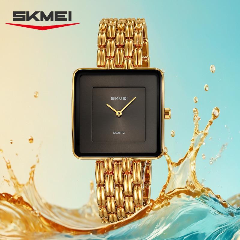 Ladies Quartz Watch Fashion Steel Belt Couple Watch Simple Gold Square Women's Quartz Watch Beauty Zone
