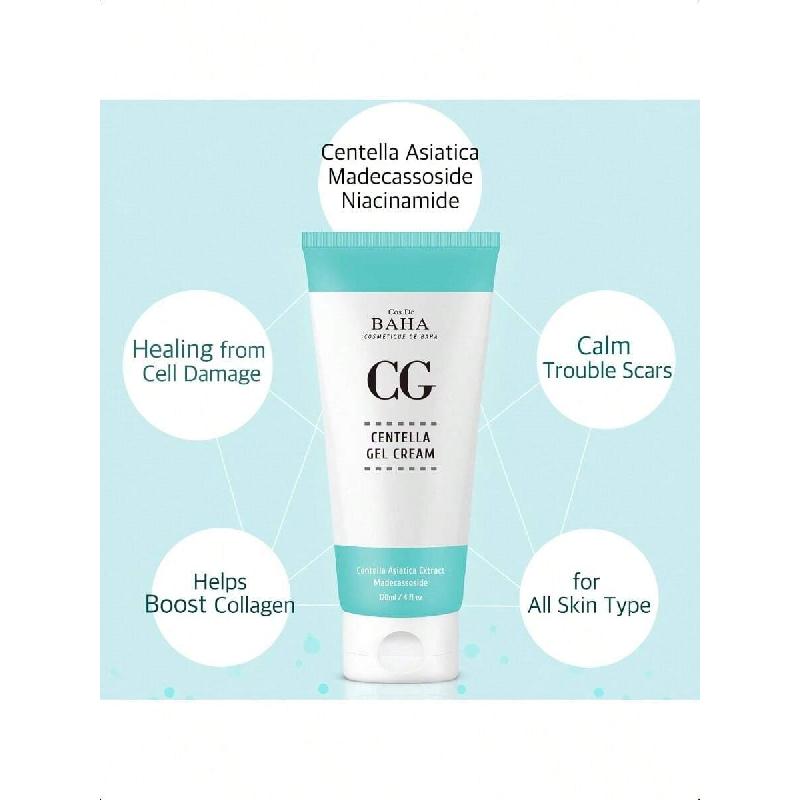 Cos De BAHA Centella Asiatica Soothing Calming Cream for Face/Neck 120ml - Cica Facial Gel Cream Lightweight Hydrate Boost Smooth