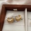 Retro Metal Pillow Ring Brushed Earrings Ear Buckles Advanced Simple Daily Light Luxury Low-Key Textured Earrings