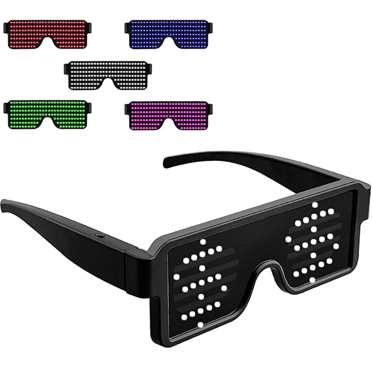 Lunettes LED S'allument Dynamiques Cadeau de Fête Lunettes Festival Noël Rechargeables par USB Lunettes Rave Lumineuses Clignotantes F