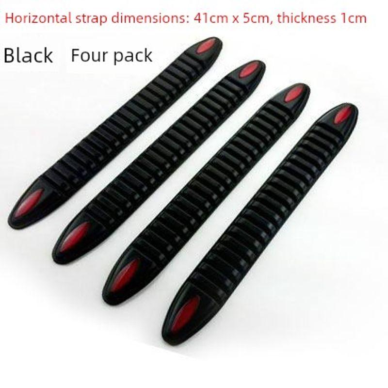 New Car Anti-Collision Strip, Thickened Bullet-Shaped Bumper Anti-Scratch Strip/Decorative Strip, Universal Anti-Scratch Strip Horizontal Stripes Black Four Pack
