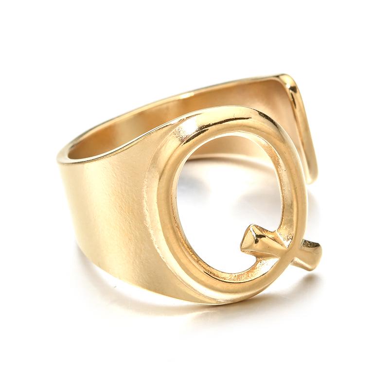 Stainless Steel Retro Letter Ring: European, American, Japanese & Korean Influenced Fashion