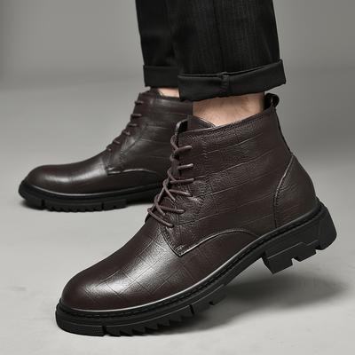Pánské vysoké boty Tooling Kožené boty Britský styl Boty se šněrováním Velká velikost Protiskluzové Trendy Móda Outdoorové boty pro všechny