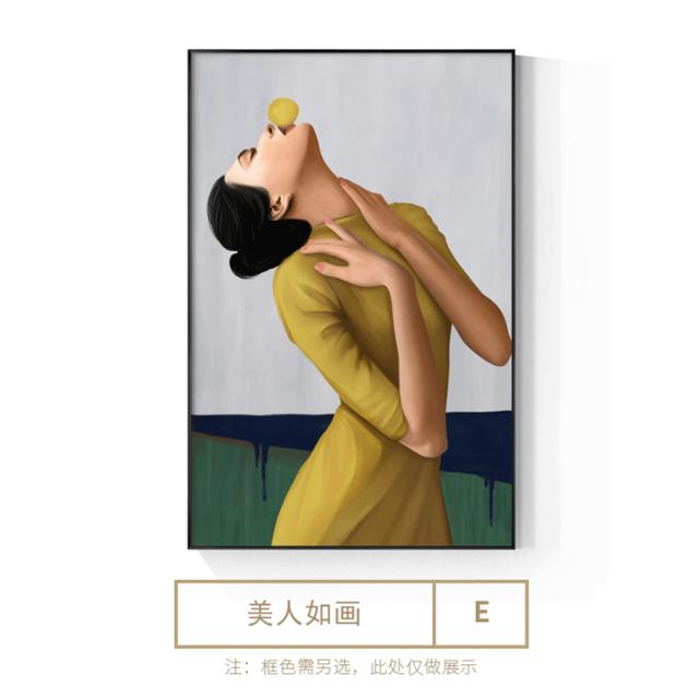 Pittura astratta su tela a spalla nuda Immagini murali di arte moderna per soggiorno Decorazione di moda Beauty Girl Poster e stampa