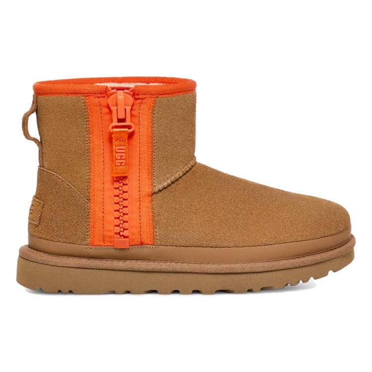 New UGG Classic Mini Zipper Tape Logo 'Chestnut' Women's 1144034-CHE