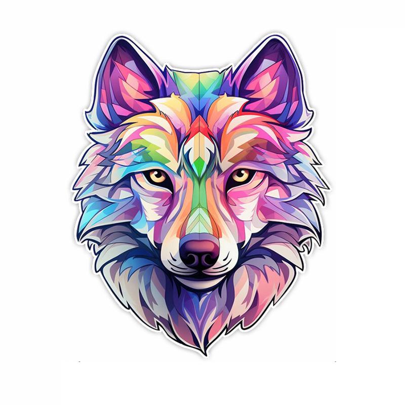 Colored Wolf Car Sticker Vinyl Decal Waterproof Rear Window Motorcycle Camper Bumper Truck Laptop Decoration TM11