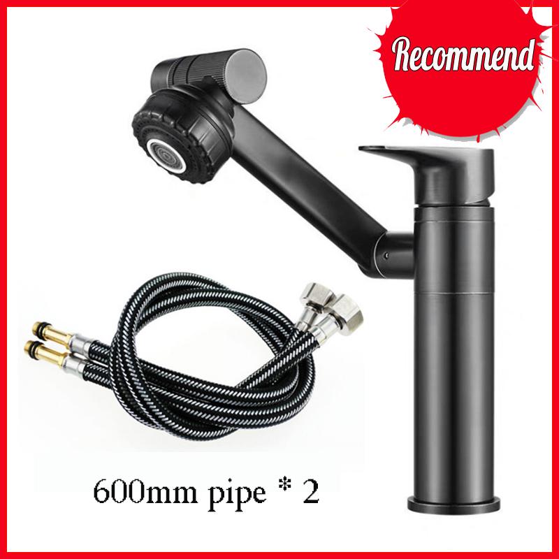 Nice 1080° Swivel Bathroom Sink Faucet Basin Faucet Mixer Deck Mounted Splash Proof Water Tap Shower Head Aerators Tapware PIPE x 2