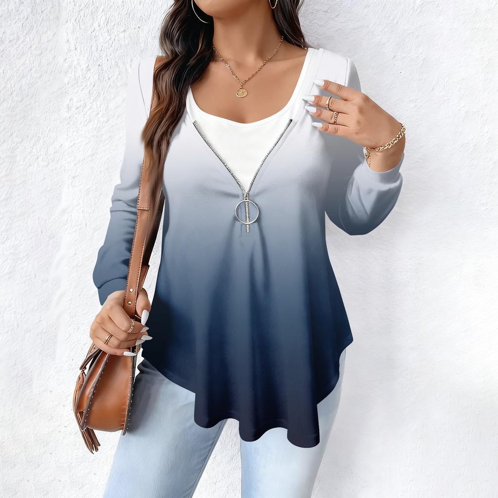 Women's Fashionable Casual Long Sleeved Loose Oversized Printed Top