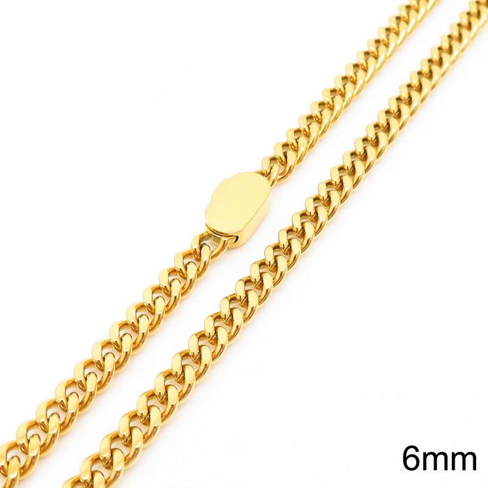 6/8/11mm Hip Hop Gold Color Multi Size Curb Cuban Chain Necklace Bracelet Men Women Stainless Steel Jewelry Thick Best Gift