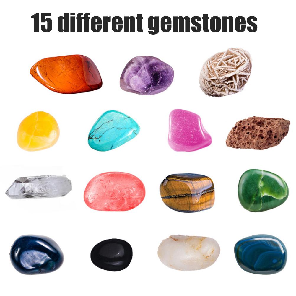 Minerals Digging Set Toy Rocks and Fossils DIY Kit with 15 Gemestones Geology Stones Gift for