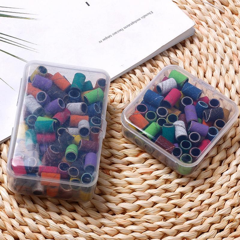 Colorful Mixed Nail Sanding Ring Bands Grit Electric Manicure Drill Grinding Heads Uv Gel Polish Removal Exfoliator Tools