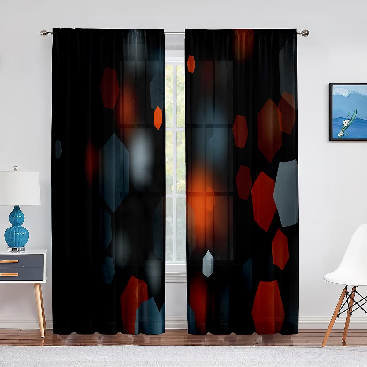 Синяя квадратная прозрачная вуаль с геометрическим рисунком для кухни — фото 7