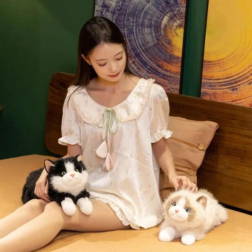 Fluffy Stuffed Cat Doll Ragdoll Cat Simulated Kitten Model Birthday Gifts Plush Cat Doll Girls
