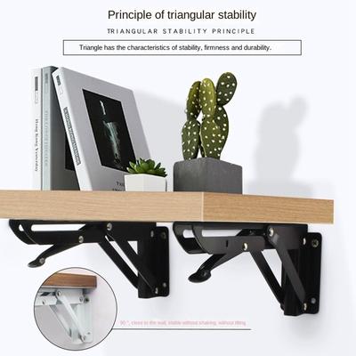Space Saving Folding Shelf Bracket Adjustable Collapsible Wall Mount Shelf Stainless Steel Wall Mounted Wall Mounted Support