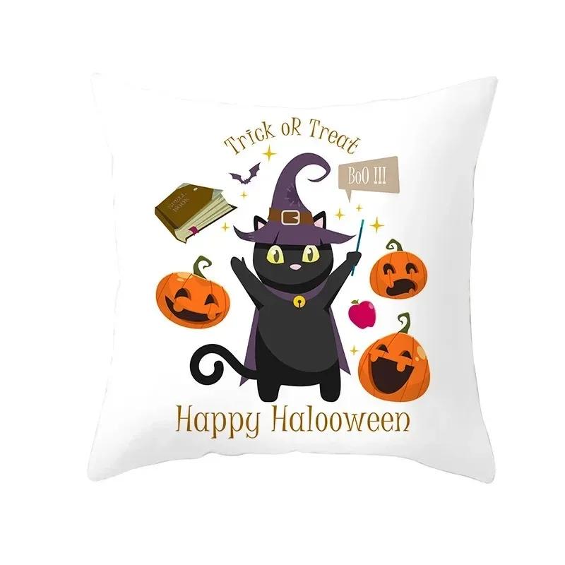 Halloween decorative cushion funny cat pillow sleeve is suitable for home living room sofa waist cushion bedroom decoration