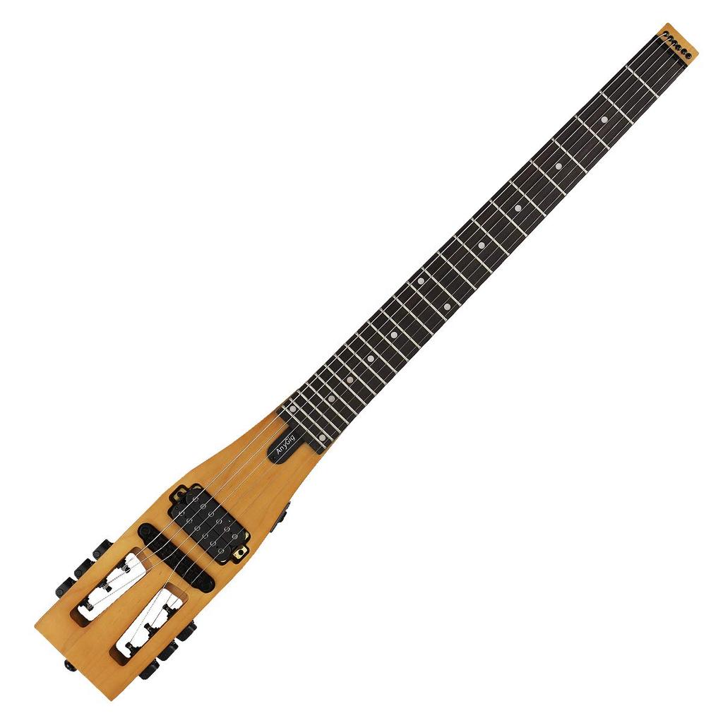Anygig Portable Travel Electric Guitar, 82cm, 1.6kg, Brown, 25.5" Full-Scale, Right-Handed, with Gig Bag