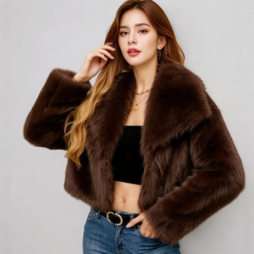 Winter short imitation fur coat women's European and American street style imitation fox fur coat plush jacket large size