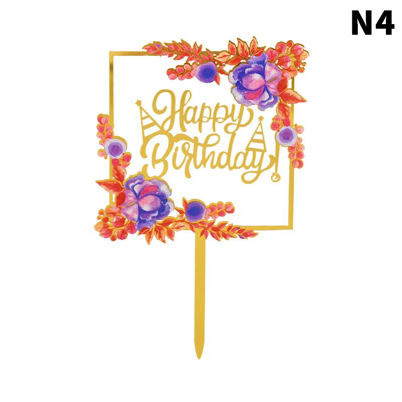 Rose Gold Birthday Party Cake Decorating Tools Happy Birthday Girl Boy Acrylic Cake Topper Baby Shower Dessert Accessories Tools
