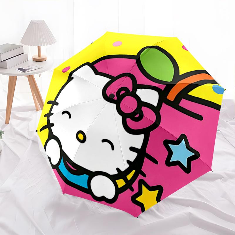 

1pc Hello Kitty Automatic Opening/Closing Umbrella with Foldable Design, 8-Bone Iron Frame Outdoor Umbrella, Perfect Gift for Fans, Travelers, Everyda