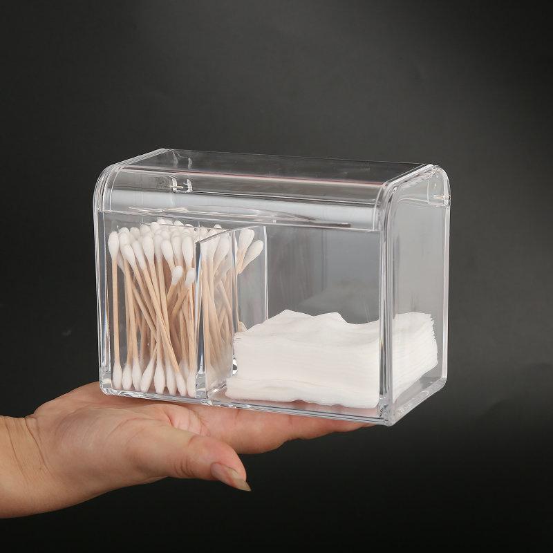 Staubdichte Aufbewahrungsbox für Make-up-Wattepads, Kunststoff-Aufbewahrungsbehälter für Kosmetiktupfer mit Deckel, transparenter Wattestäbchenhalter