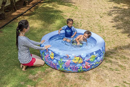 JILONG Aquarium Pool, 152 x 152 x 50cm (inflated size), with large air valve and drain plug, JL-688420 BL, Medium Size