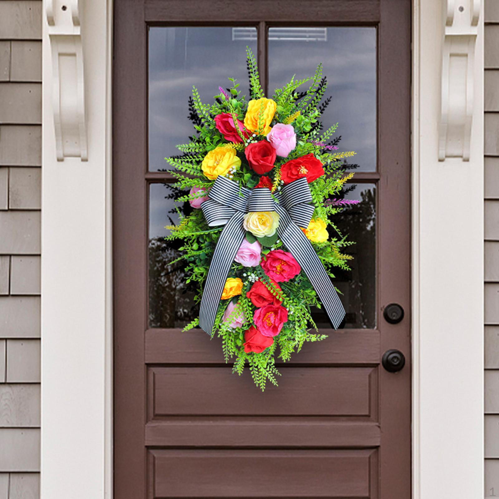 

Floral Teardrop Swag Artificial Flower Wreath Decorating Wall Decor Door Wreaths Spring Summer