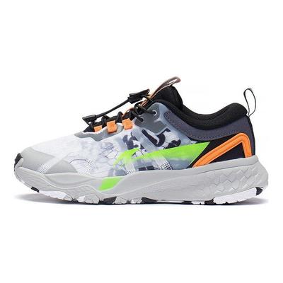 LiNing ZhiXing Pro Amortiguación Rebote Antideslizante Duradero Transpirable Ligero Zapatillas de Running de Caña Baja Niños zapatilla Gris Blanco YKFS068-1