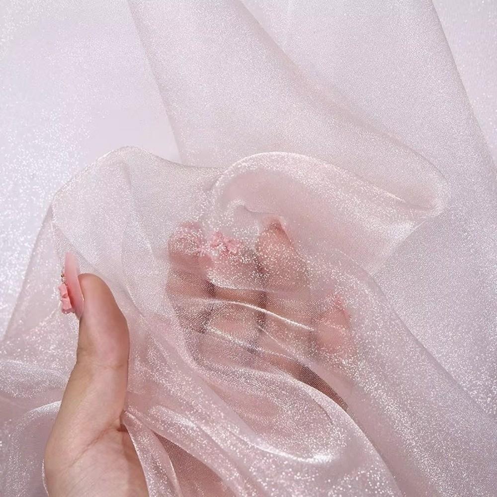 Mjuk tyll 100*140cm Fluorescerande organzatyger Glitterorganza Tyg Scen Bröllopsdekor