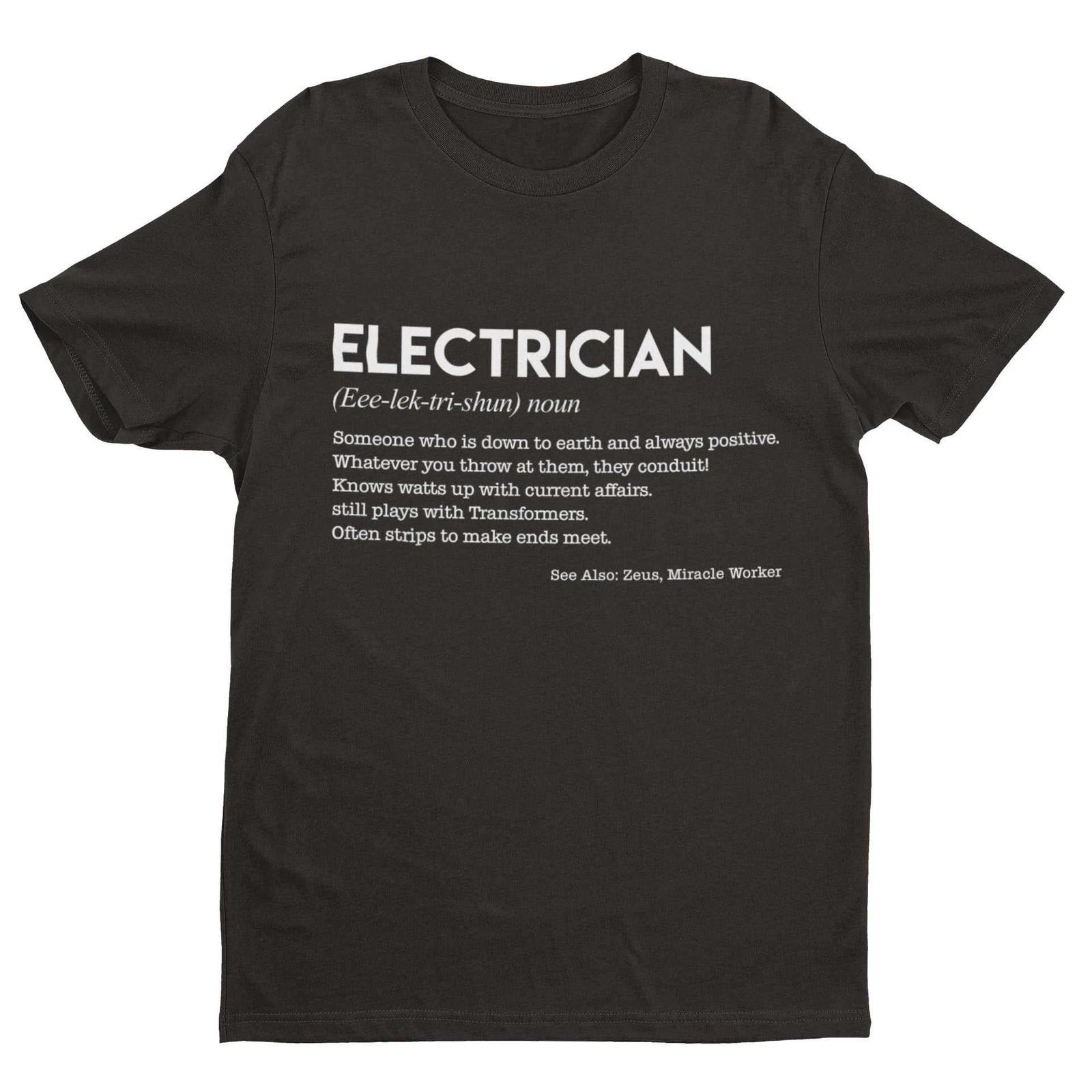 Funny T Shirt ELECTRICIAN Dictionary Definition Novelty Worker Gift Joke Spark 2XL