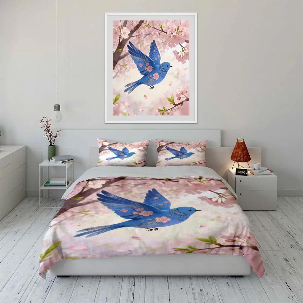 Spring Bird Decoration Set Soft Comfortable Duvet Cover Bedding Set Included 1*Duvet Cover & 2*Pillowcases gift