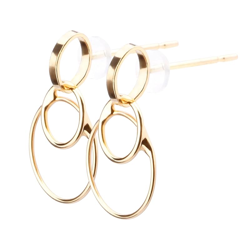 

LOKUMI earrings made in Japan 18k gold K18 post K18 Compatible with metal allergies metal bar Bijou swing earrings Small size ladies simple stud sway