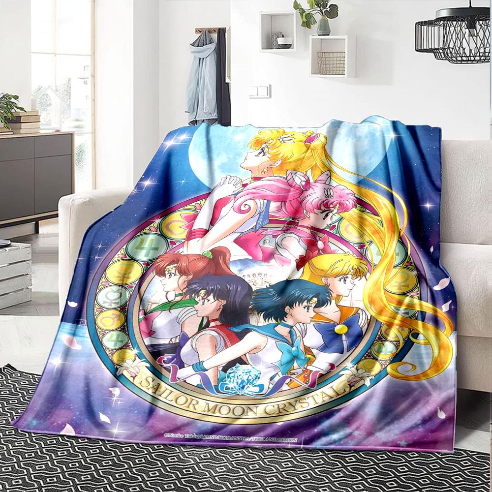 Sailor Moon Crystal Flannel Blanket Super Soft Warm Cozy Blanket For Sofa Bed Office Travel Allseason Home Decor Gift